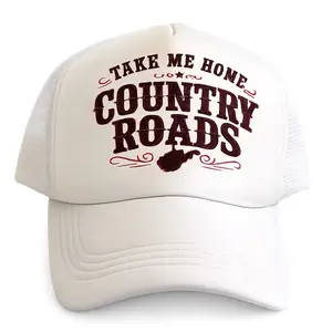 Trucker Hat with "Country Roads Take Me Home" Graphic, Adjustable Retro Mesh Cap for Casual Wear