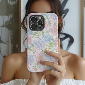 Watercolor Spring Floral Phone Case, Hydrangea Blooms, Spring Gifts,Suitable for IPhone17 11 12 13 14 15 16 Pro Max Air Plus