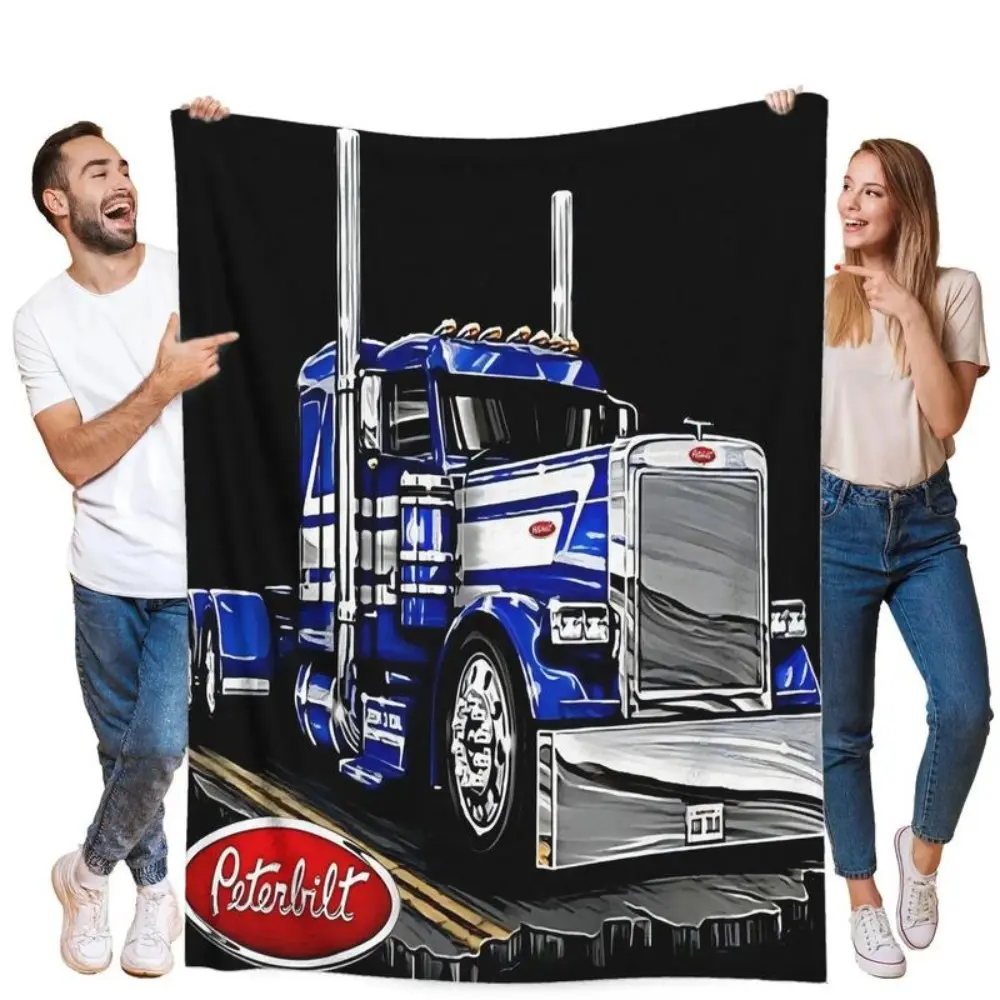 1pc Peterbilt Throw Blanket Soft Flannel Blanket for Bed Sofa Cute Funny Room Decor Five Styles Available Thanksgiving Father's Day Children's Day Holiday Gifts for Family Children