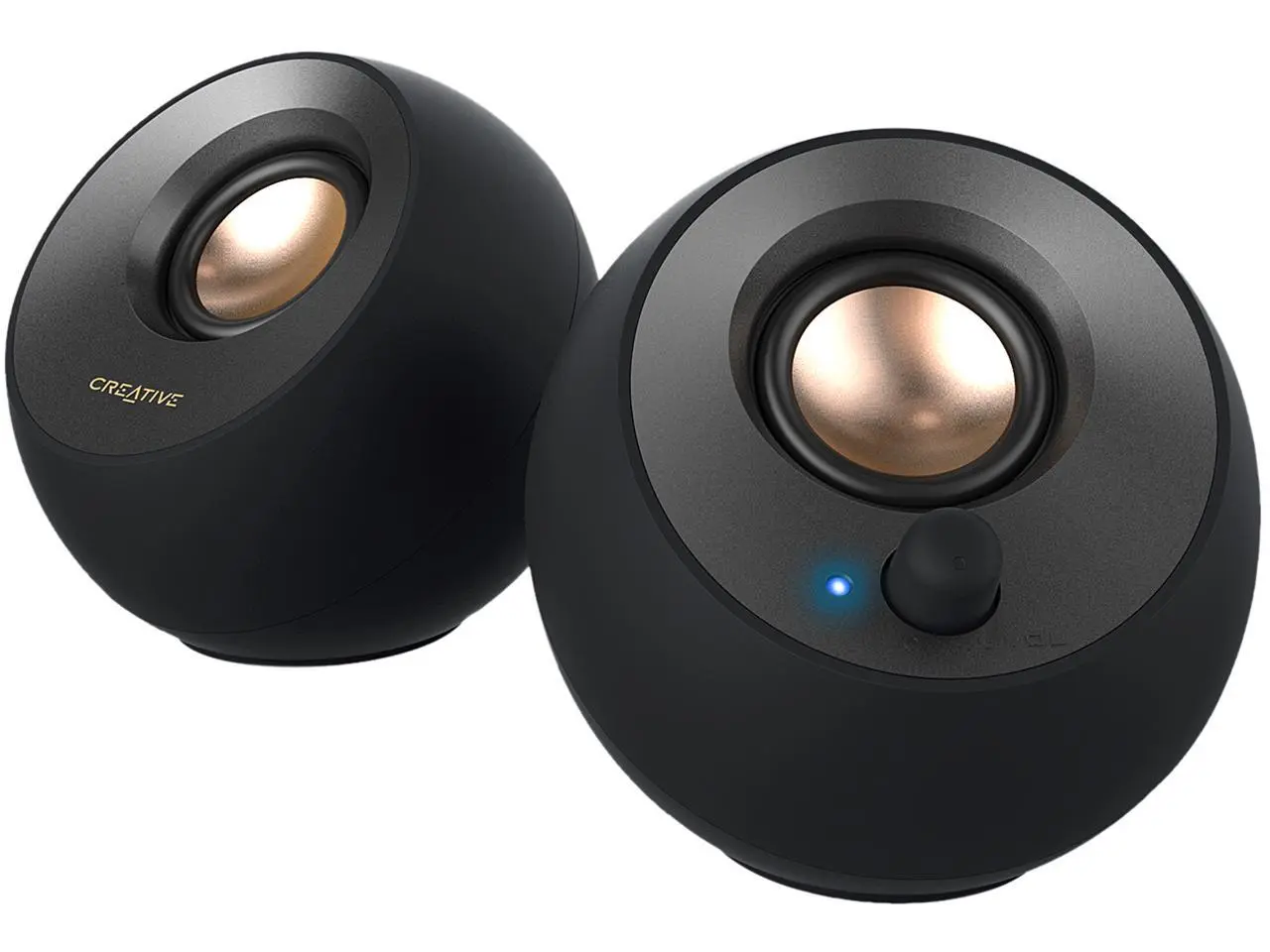 Creative Pebble V2 - Minimalistic 2.0 USB-C Powered Desktop Speakers, 3.5 mm AUX-in, Up to 8W RMS Power for Computers and Laptops, Type-A Adapter Included and Extended Cable (Black)