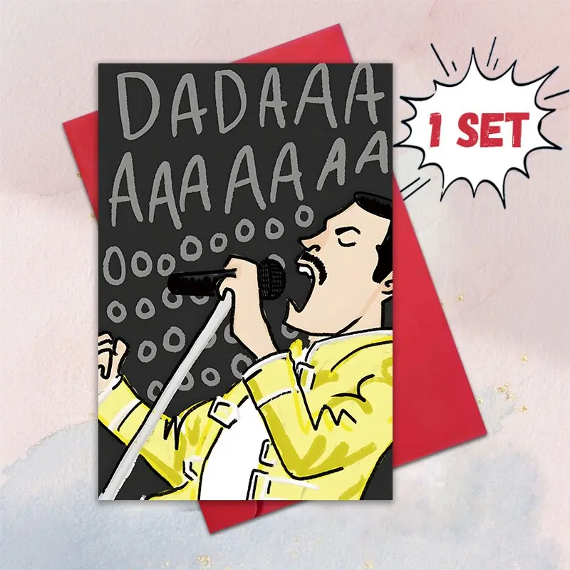 Funny Music Themed Father's Day Card,"Dadaaa" Rock Star Singing Father's Day Card, Funny Music Inspired Greeting Card For Dad