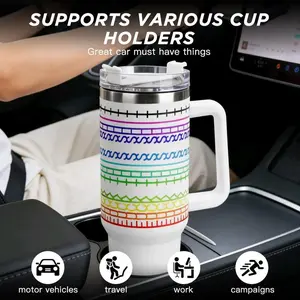 40-Ounce Stainless Steel Hidden Message Thermos, Insulated Tumbler with Straw, Car Cooler Tumbler, Fun Coffee Mug, Comes with Handle and Straw, Unisex, Valentine's Day and Birthday Gift Set, Perfect for Colleagues, Work, and Outdoor Activities