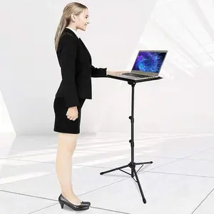 Adjustable Tripod Laptop Stand, Portable Laptop Stand, Height Adjustable Projector Tripod, 26-63 in Foldable Podium with Mouse Tray, Alloy Floor Holder for Classroom Stage Studio
