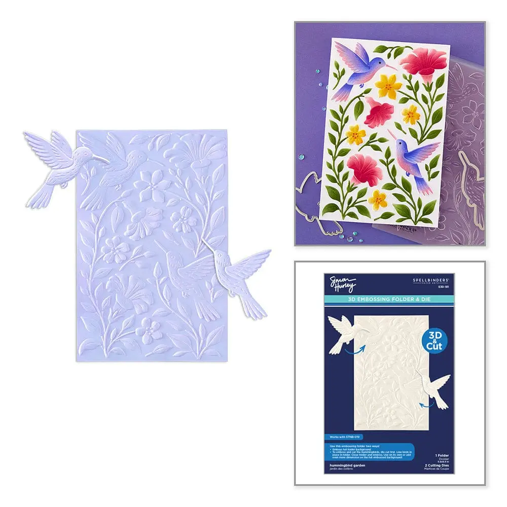 Simon Hurley create. Spellbinders Hummingbird Garden 3D Embossing Folder & Die Set