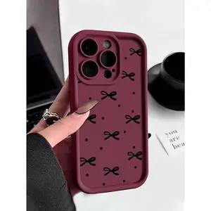 An INS-style black polka dot phone case with a bow design and shockproof TPU material, suitable for iPhone 17/16/15/14/13/12/11/X/XS/XS Max/16E/12/13 Mini, perfect as a holiday gift for friends, family, or yourself.