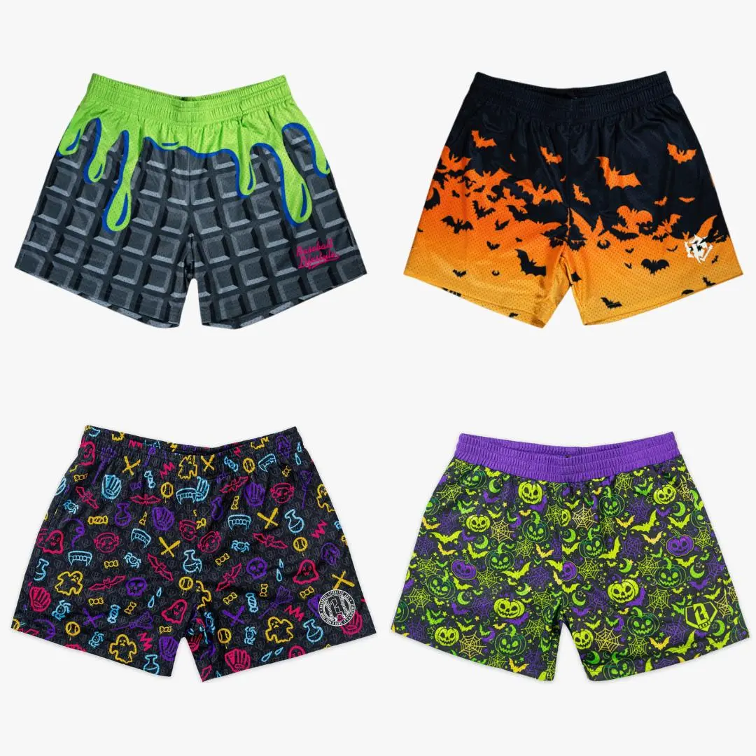 Baseball Lifestyle 101 | Halloween Youth Mesh Shorts – 5" Premium Athletic Shorts for Youth & Adults | Lightweight Breathable Baseball & Basketball Shorts | Halloween Sportswear, Gym, Training & Streetwear