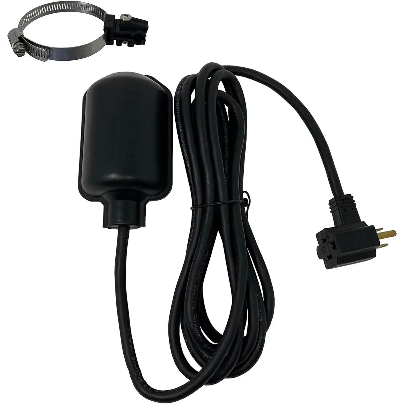 Sump Pump Tethered Universal Float  Replacement with Piggyback Plug for Sewage, Reliable Water Level Performance - 10 foot cord