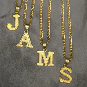 14KRealGoldenPlated1pcJewelryInitialwith26EnglishLettersPendantNecklaceforMen&Women-UniqueDesign,IdealforAnyOccasionCubanLinkChain