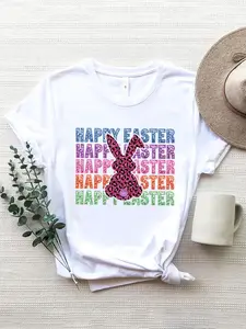 Happy Easter Round Neck Short Sleeve T-Shirt