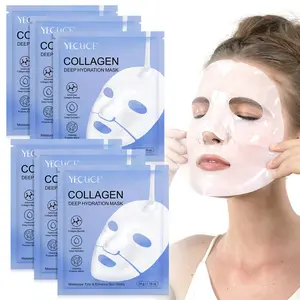 Yecuce Collagen Protein Facial Sheet Mask 6p, Hyaluronic Acid & Probiotics, Moisturizing & Firming, Gentle Non-Irritating, Skin Strengthening