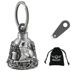 Dream Apparel Bikes Babes Boobs Beer Bell, Christmas/Halloween Bell, Gremlin/Guardian Motorcycle Bell/Motorcycle Key Chain For Women Men W/Hanger Biker, Bell For Riders, Good Luck Riding Bell SpiritBell Moto Accessories