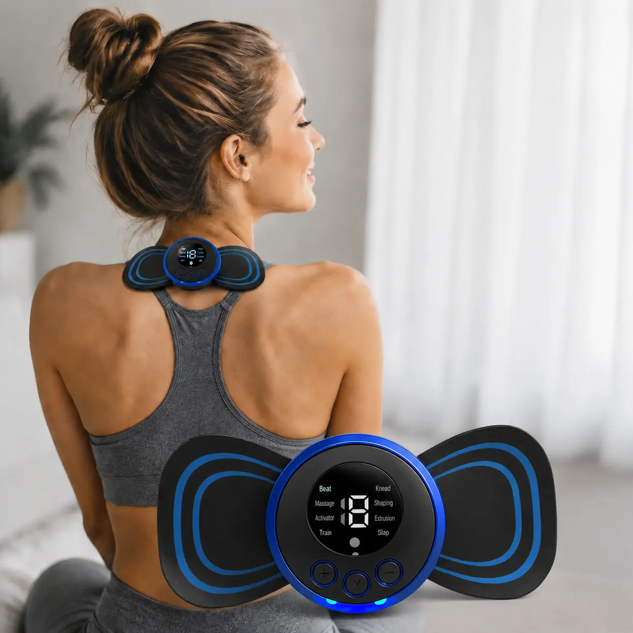 【Doctor Recommended】Portable EMS Pulse Neck Massager Mini Electric Therapy Device with Smart Cervical Massager for Neck Pain Relief Rechargeable Cordless 5 Modes Ergonomic Design-Multiple settings to target different types of neck tension and pain