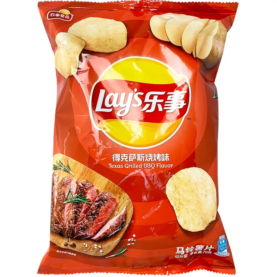 Lay's Texas BBQ Flavored Potato Chips, 70g Crunchy Chip Pack, Tangy Barbecue Blend Crispy Snacks, Perfect Snack Treat for Room-Temperature Enjoyment Lay's Texas BBQ Flavored Potato Chips, 70g Crunchy Chip Pack, Tangy Barbecue Blend Crispy Snacks, Perfect Snack Treat for Room-Temperature Enjoyment