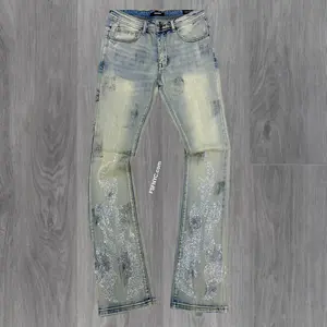KD - Stacked Flames Rhinestone Denim - Blue - 2226