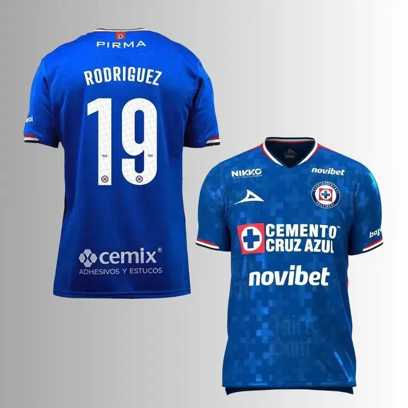 Men's Carlos Rodriguez #19 Cruz Azul Home Jersey 2526 Blue – Liga MX Soccer Replica Shirt, Mexico Football Fan Apparel Gift - Men's Lightweight Breathable Soccer Jersey, Quick Dry Football Shirt for Training Match Workout Running Athletic Sportswear