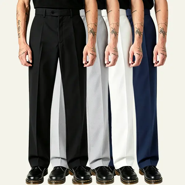 4 pcs men’s dress pants for suits — classic fit, soft high‑quality blended fabric; suitable for office/business and casual wear; versatile styling; machine washable; essential for everyday travel.