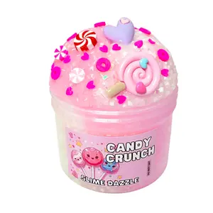 Candy Crunch Bingsu Slime 8 Fl OZ – White & Pink Crunchy Bingsu Slime with Raspberry Sugar Scent, Candy Charms & Sprinkles – ASMR Slime for Intermediate Level