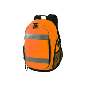 212 MAIN High-Visibility 2W International Functional Backpack - Orange, Adjustable Size, Audio Pocket, Reflective Trim, Roomy Design, Multi Use, Portable, Functional Backpacks, Multi Use Backpacks