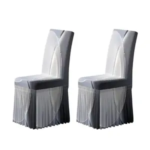 2/4/6PCS Ruffled Skirt Chair Covers & Tablecloth Set, Decorative Pleated Chair Slipcovers with Table Cloth for Dining Room, Home, Hotel, Indoor & Outdoor, Durable Fabric, Easy to Install, All-Season Home Decor