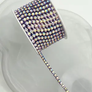 One Piece Long Rhinestone Sparkle Hand Sewn DIY Clothing Shoe Hat Bag Decoration Chain, Fashion Accessory for Creative Projects