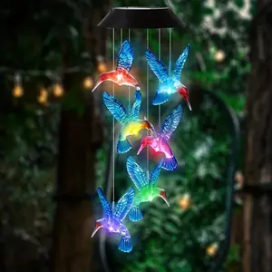 Solar Hummingbird Wind Chimes, LED Waterproof Solar Powered Hanging Lights Outdoor, Landscape light, Suitable for Outdoor Garden, Patio, Sidewalk, Party Decoration and Holiday Gift Color Changing