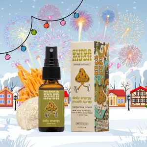 SuperMush Daily Energy Mouth Spray 30ml | Superfood Mushroom Oral Supplement for Focus & Natural Energy | Tangerine Crush Flavor | USA Made