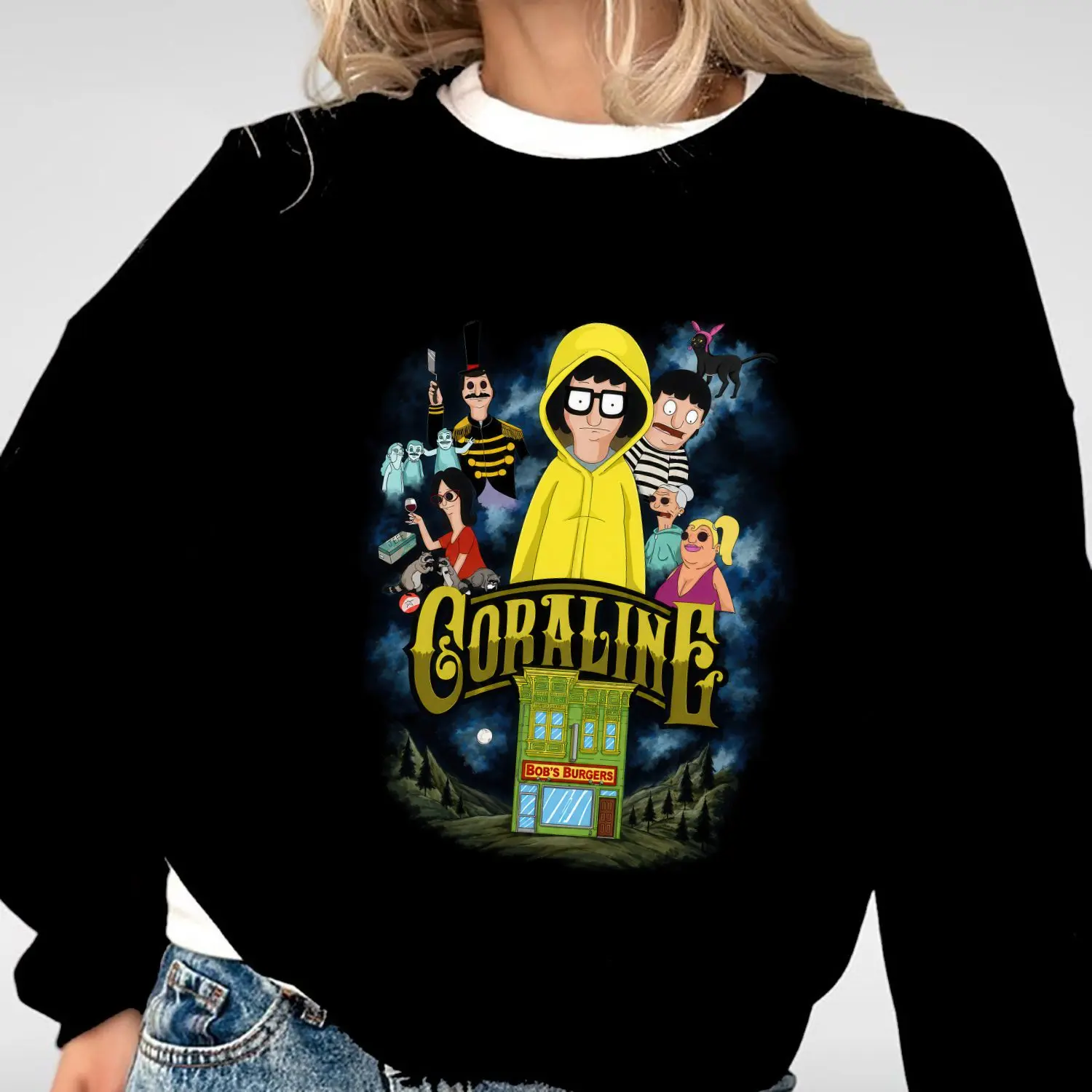 Other World Burger Mashup Graphic Shirt , Spooky Creepy Cartoon Parody Sweatshirt Hoodie