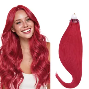 Hotbanana Greenish Human Hair Microlink & Micro Loop Extensions Natural Straight Invisibead Micro Ring 50G 14–24 Inch Hair Extension