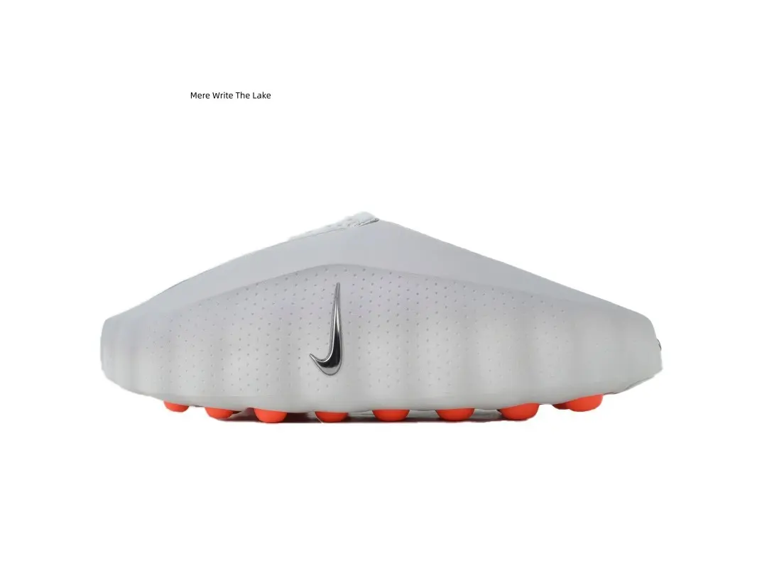 Unisex Light Gray Open‑Toe Chunky Slides, Wavy Thick Platform Slip‑On Sandals, Perforated Breathable Upper, Orange Dotted Non‑Slip Outsole, Soft Lightweight EVA Slippers, Street Casual Footwear For Shower, Beach And Daily Outdoor Wear