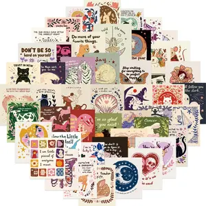 50pcs Cartoon Bizarre Inspirational Graffiti Series Stickers, Sticker Decals, Suitable for Faith Based Designs Such As Scrapbooks, Diaries, Laptops, Water Bottles, Cars, Etc., As Gifts with Positive Information