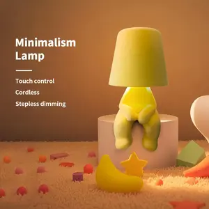 Cute Doll Design Mini Desk Lamp, USB Rechargeable Adjustable Warm Night Light, Bedroom Living Room Office Decor LED Home Lighting