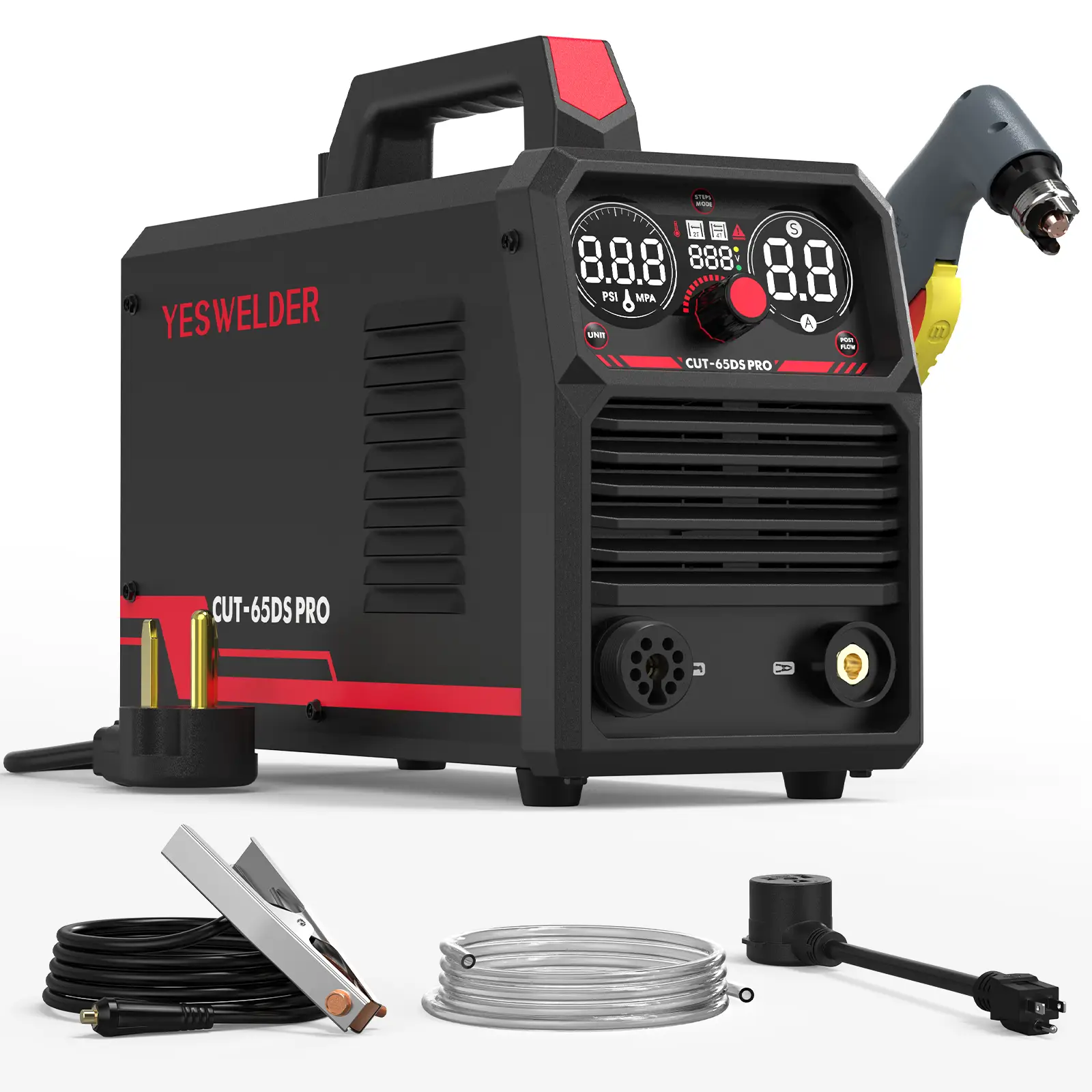 YESWELDER 65Amp 110/220V Non-HF Plasma Cutter, CUT-65DS-PRO Non-Touch Pilot Arc Blowback Plasma Cutting Machine - 2T/4T and 63/64" Max Cut