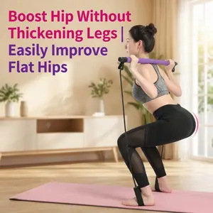 Pilates Bar Multifunctional Fitness Stick Yoga Equipment Waist Training Home Elastic Rope Hip Lift Pull String