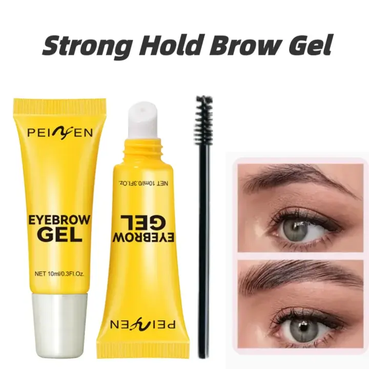 Clear Eyebrow Gel with Brush – Strong Hold Brow Styling Glue, Waterproof & Sweatproof Brow Fix Gel for Sculpted Natural Brows, Long-Lasting Eyebrow Makeup for All Skin Types