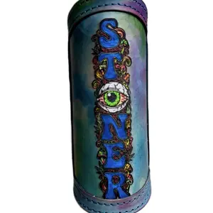 Handcrafted Neon RipGrip Leather Wrap-UV Reactive
