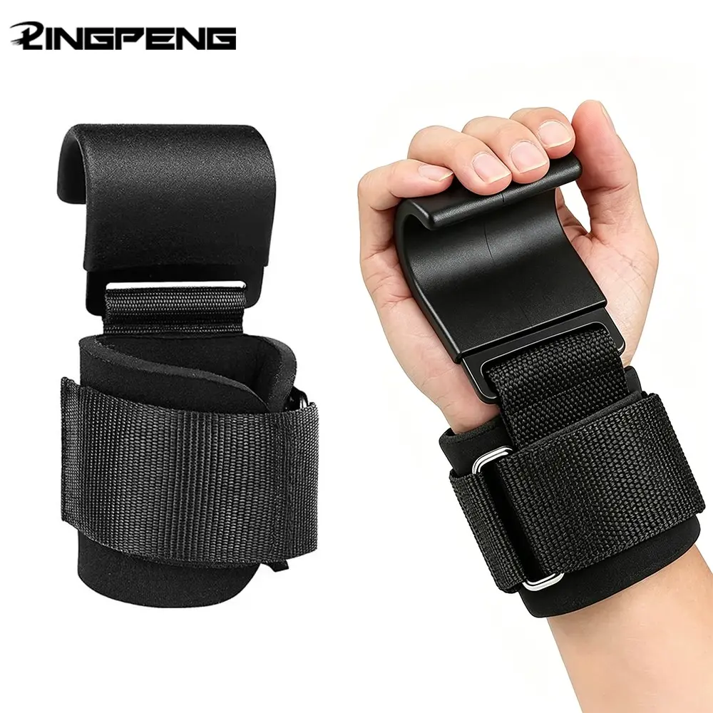 Weight Lifting Hook Grips with Wrist Wraps, Heavy-Duty Gym Fitness Hook Wrist Straps, Deadlift Straps for Weightlifting, Pull-Ups and Powerlifting, Workout Accessories Training Attachments for Women & Men, Fitness Exercise Accessories