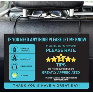 2-Pack Tips Rating Appreciated Rideshare Accessories Sign for  Taxi - Rate Me Tip No  for 5 Star Rides for Ride-share