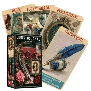 Junk Journal Oracle Cards, 78-Card Vintage Ephemera Oracle Deck with Yes No and Timing Guidance, Beginner Friendly Intuitive Cards for Hidden Messages, Daily Readings, Journaling and Self Reflection