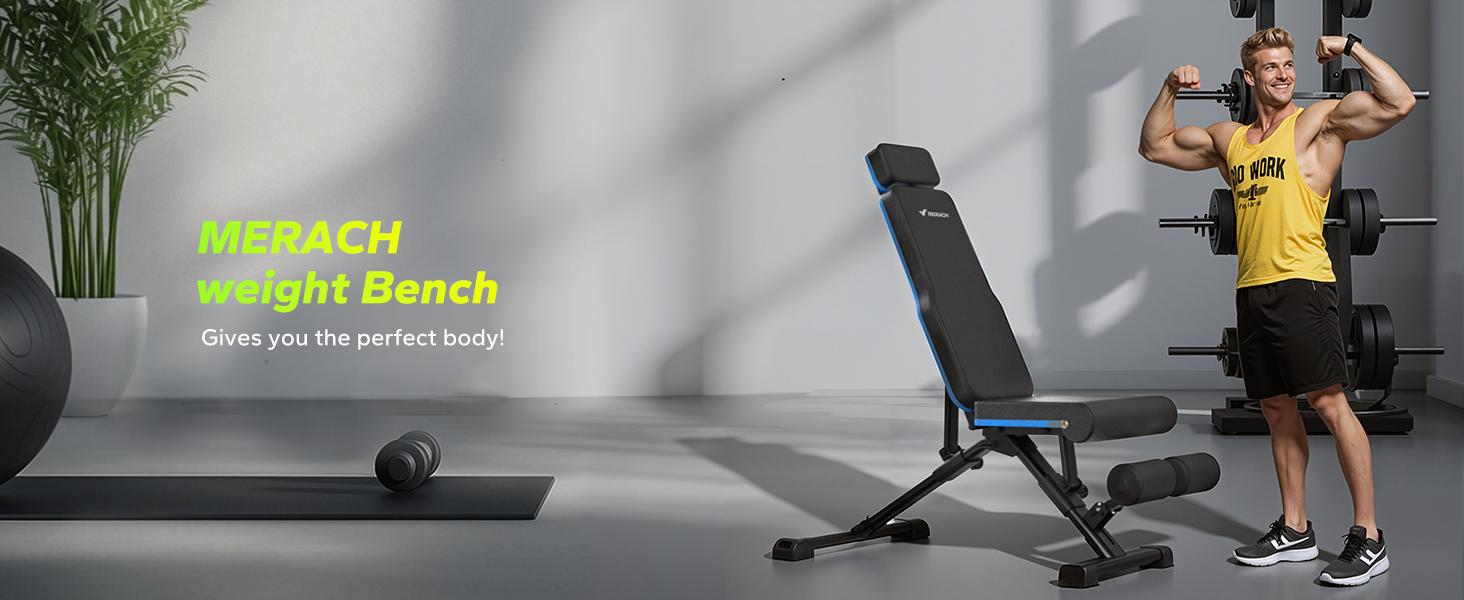 Merach Weight Bench, Foldable Weight Benches for Home Gym with 990 LBS, Adjustable Weight Bench with 72 Training Angles, Incline Bench Press for Full Body, TikTokShopBlackFriday