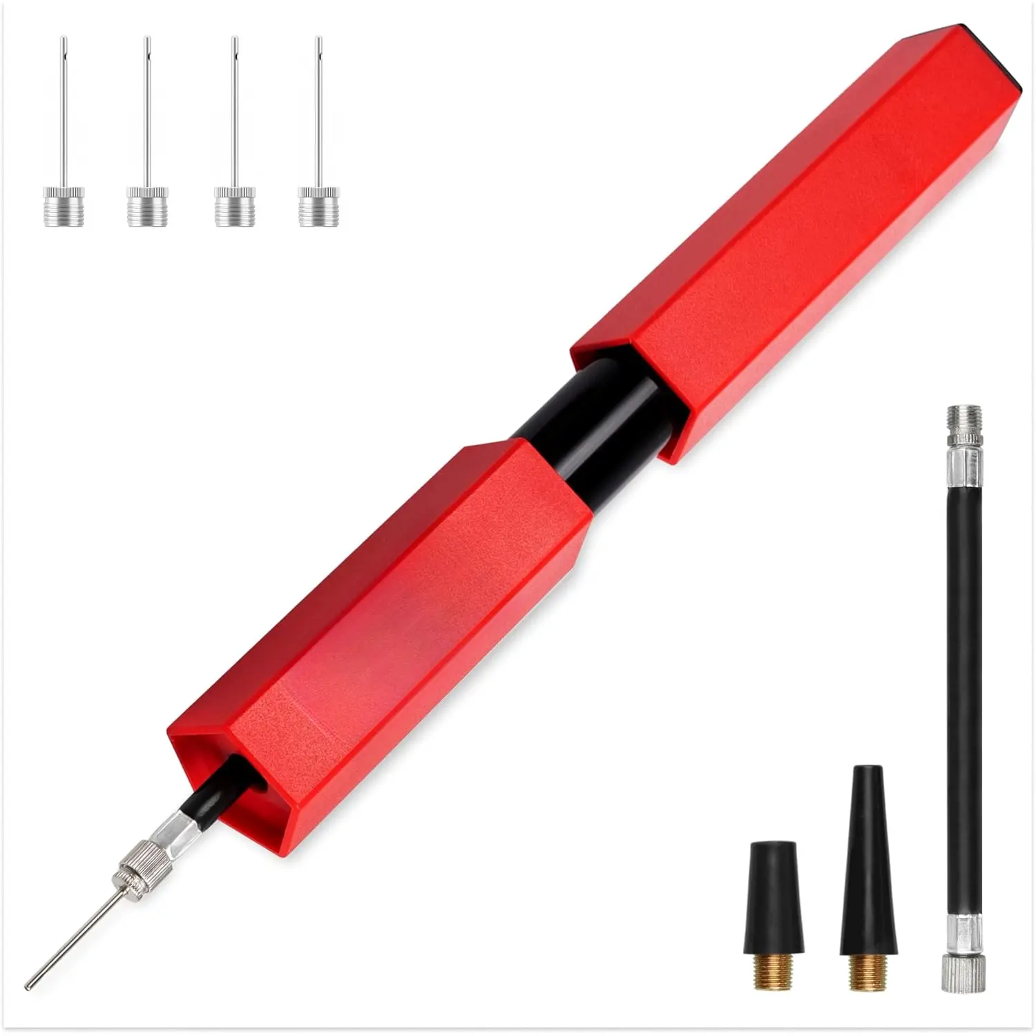 Ball Pump for Sports Balls - Basketball Pump with Storage and Extra Ball Pump Needles - Air Pump, Soccer Ball Pump, Volleyball Pump, Football Pump, Sports Ball Pump - Portable Hand Pump