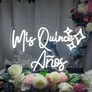 Mis Quince Años Neon Wall Sign - Dimmable Bright, Dim, Glow, Whimsical Light Sign for Bedroom, Bar, Party Decor (Home Improvement Indoor Lighting), Bright Light Signs, Dim Light Signs