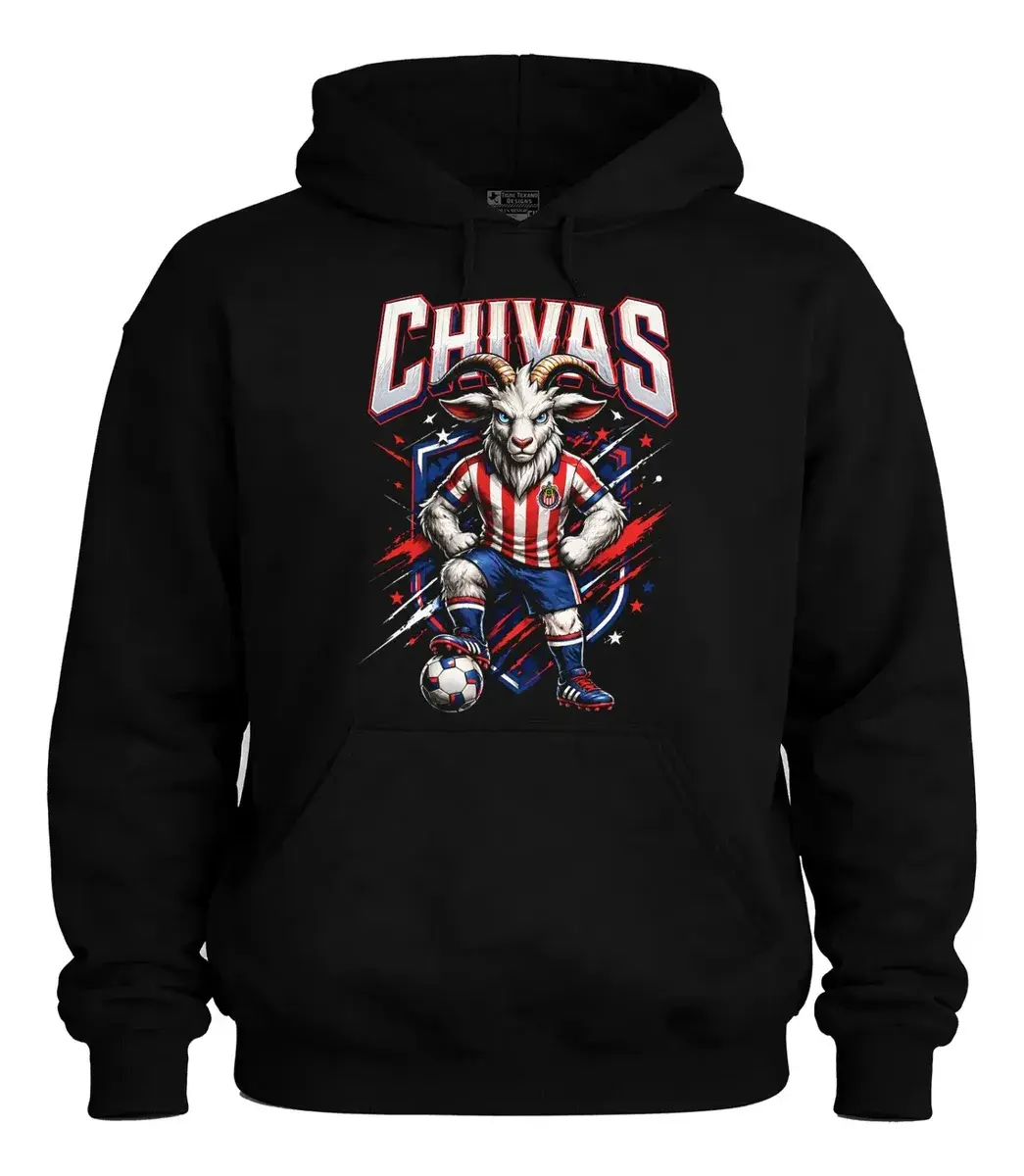 Chivas Guadalajara Menswear Hoodie - Mexican Soccer Fan Pullover, Rebaño Sagrado Goat Graphic Tops, Vintage Casual Classic Relaxed Fit Streetwear Sweatshirt, Unisex Supporter Gift