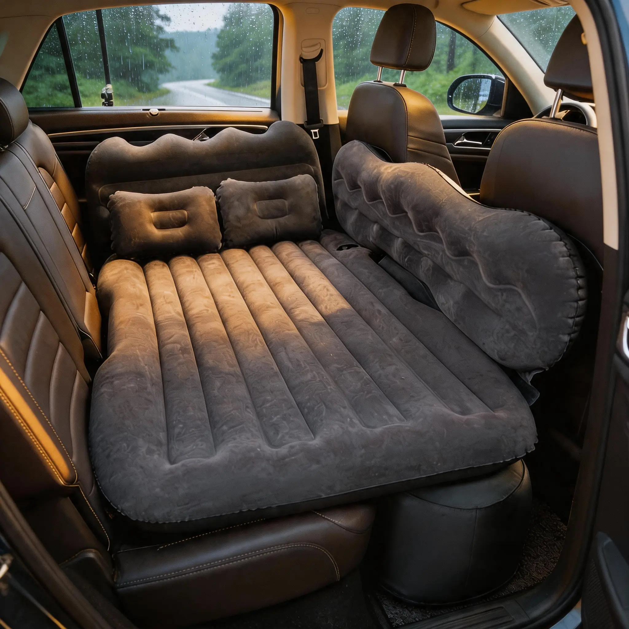 Adjustable Inflatable Mattress with Electric Pump - Multifunctional Portable Car Back Seat Bed for SUV, Outdoor Camping - Portable Bed Solutions, Lounge for Self-Driving Travel Blow Up Bed