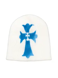 Gothic Cross Knit Hat, Options, 3D Embossed Design, Soft Skin-Friendly, Fall Winter Streetwear Essential, Y2K Style, Knit Beanie Hat