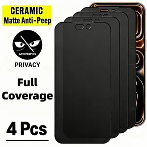 4-Pack Matte Privacy Ceramic Screen Protector, Compatible with iPhone 17-11, X-XR, Anti-Scratch, Oil-Resistant, Face ID Support