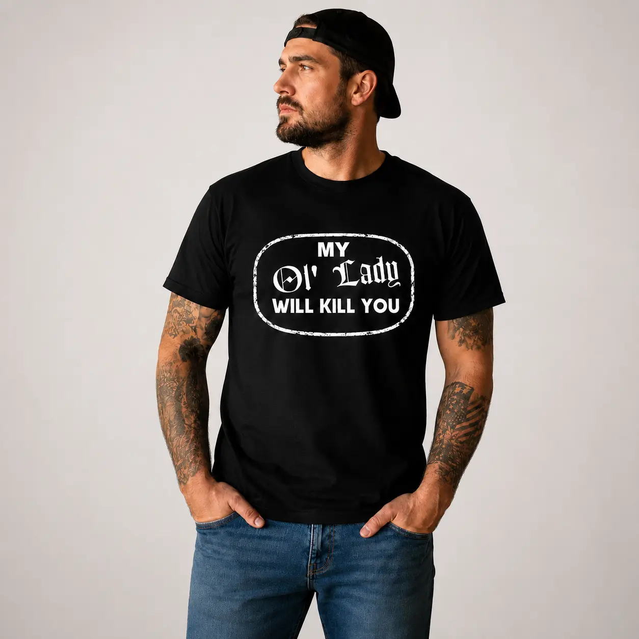 My O'l Lady Black Graphic Tee