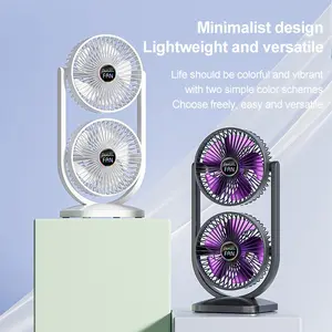 Portable Desktop Dual-Head Five-Blade Air Circulation Fan, USB Charging Silent Fan, Low Noise Fan, Multi-Speed Adjustable, Adjustable Speeds Fan, Office & Dorm Use, Camping
