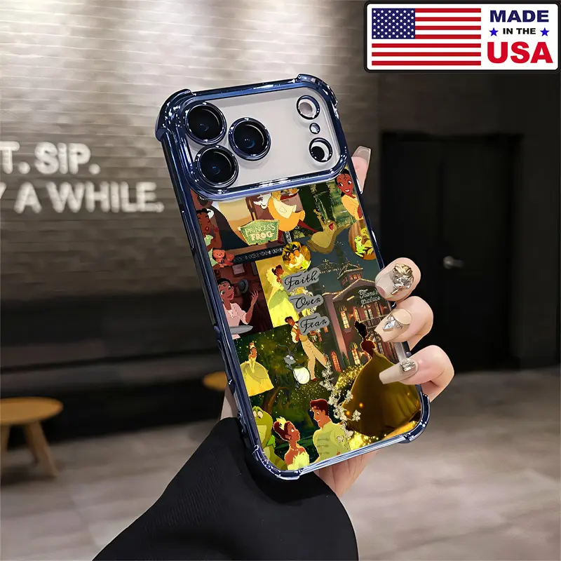 Customized Princess Tiana Collage TPU Phone Case - The Princess and the Frog Faith Over Fear Aesthetic, Soft Shockproof Protective Cover with Airbag Corners for iPhone 12-17 Plus Pro Max, Samsung 22-25 Ultra Vintage Fashion Accessory, Accessories, Iphone