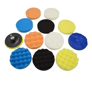11PCS 3-7inch Foam Buffing Polishing Pads Kit, with Coral Fleece Pad, Backing Plate, M14 Drill Adapter, Car Buffing Kit for Car Polishing, Waxing, Sealing Glaze
