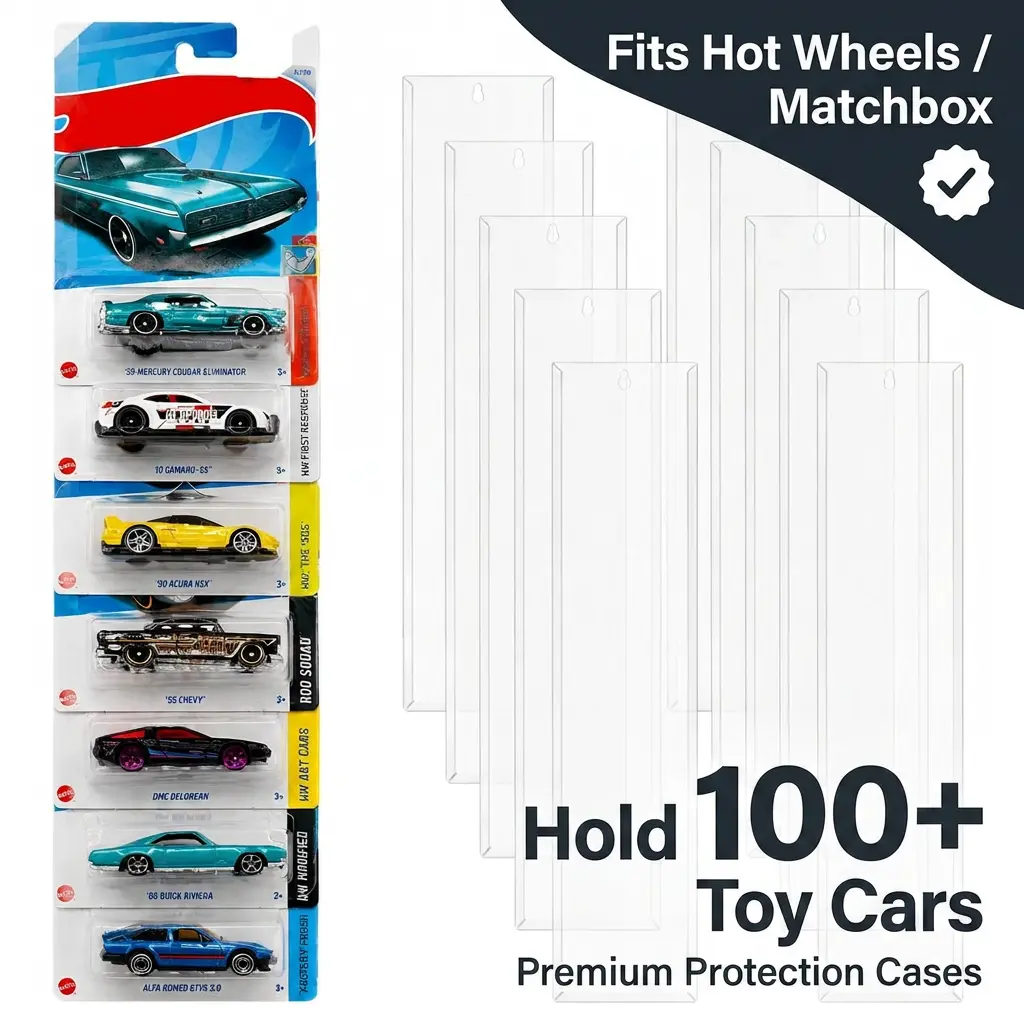 10 Pack Wall Mount Model Car Display Case, Storage Rack Holds 100 Hot Wheels & Matchbox Diecast Cars, Collectible Toy Car Wall Organizer for Kids